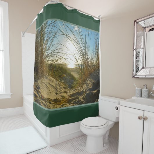 Rideaux De Douche Herbe dunaire et mer - (En situation)
