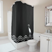Rideaux De Douche Heron de grue Bain noir et blanc (En situation)