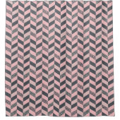 Rideaux De Douche Herringbone à motif rose et gris (Devant)