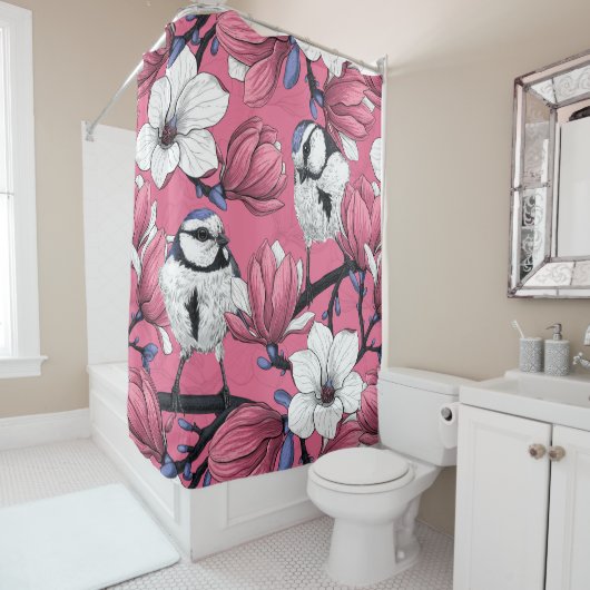 Rideaux De Douche Heure du printemps en rose (En situation)