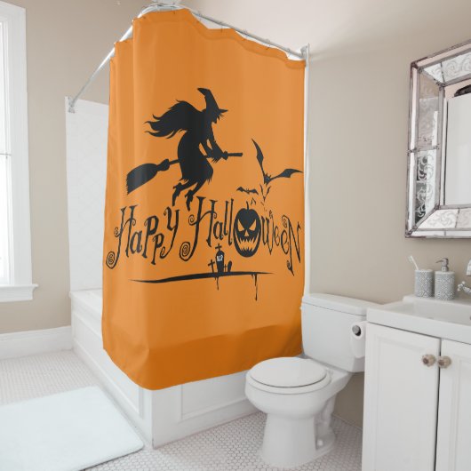 Rideaux De Douche Heureuse sorcière d'Halloween (En situation)