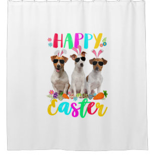 Rideaux De Douche heureux pâques trois jack russell terrier portant