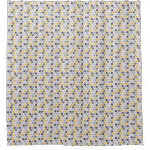 Rideaux De Douche Hexagon Géométrique Gris Jaune Moderne Impression