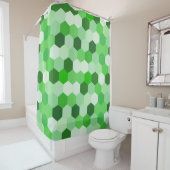 Rideaux De Douche Hexagon vert blanc géométrique (En situation)