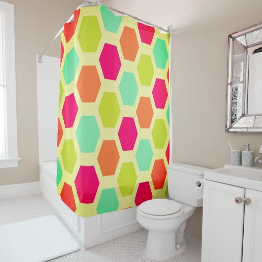Rideaux De Douche Hexagon vintage chic (En situation)