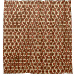 Rideaux De Douche Hexagonal Kimono Imprimer, Brown et beige