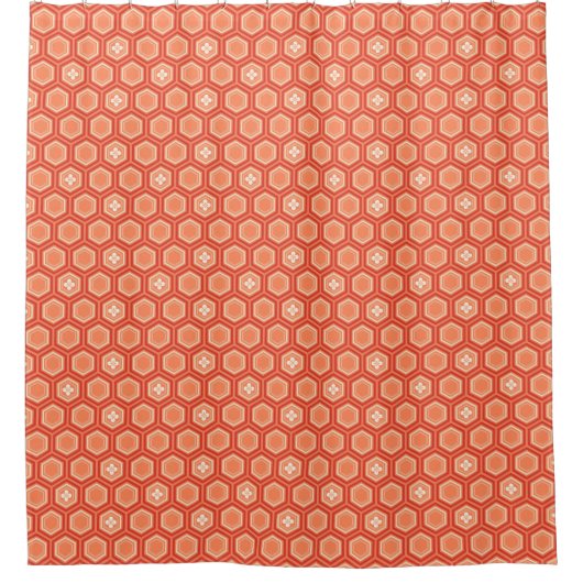 Rideaux De Douche Hexagonal Kimono Print, Mandarin Orange (Devant)