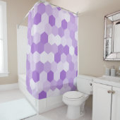 Rideaux De Douche Hexagone blanc violet clair moderne (En situation)
