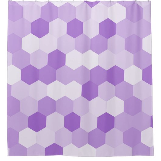 Rideaux De Douche Hexagone blanc violet clair moderne (Devant)