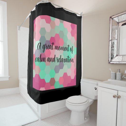 Rideaux De Douche Hexagone noir (En situation)