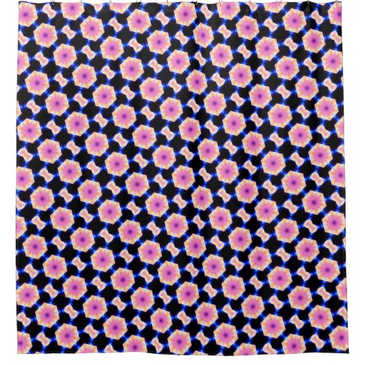 Rideaux De Douche hexagones roses sur motif noir (Devant)