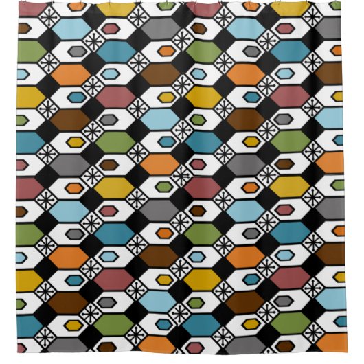 Rideaux De Douche Hexagons et Starburst (Devant)