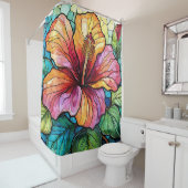 Rideaux De Douche hibiscus en verre tendu (En situation)