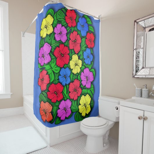Rideaux De Douche Hibiscus et Monstère #4 (En situation)