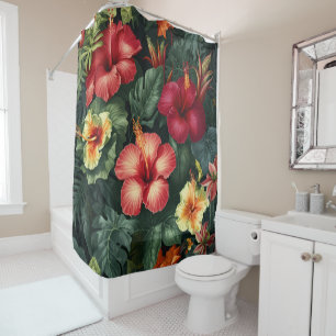 Rideaux De Douche Hibiscus hawaïen vif Fleurs tropicales