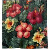 Rideaux De Douche Hibiscus hawaïen vif Fleurs tropicales (Devant)