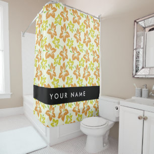 Rideaux De Douche Hibiscus jaune, Hibiscus orange, Votre nom