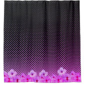 Rideaux De Douche Hibiscus rose chaud sur À damiers noir et rose (Devant)