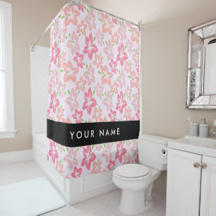 Rideaux De Douche Hibiscus rose, Fleurs roses, Votre nom