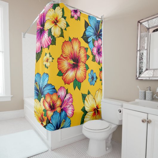 Rideaux De Douche Hibiscus tropical (En situation)
