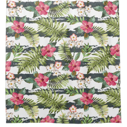 Rideaux De Douche Hibiscus tropical moderne (Devant)
