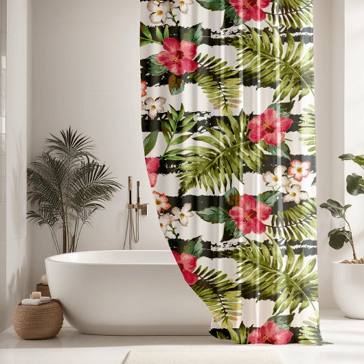 Rideaux De Douche Hibiscus tropical moderne