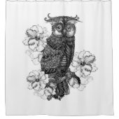 Rideaux De Douche Hibou gris Orchidées blanches (Devant)