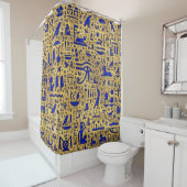 Rideaux De Douche Hiéroglyphe égyptien Lapis Lazuli et Gold (En situation)