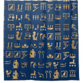 Rideaux De Douche Hiéroglyphes d'Égypte or sur bleu (Devant)