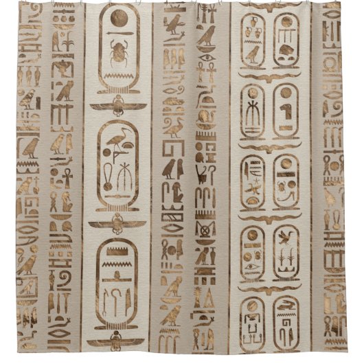 Rideaux De Douche Hiéroglyphes égyptiens Pastel Gold (Devant)