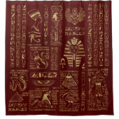 Rideaux De Douche Hiéroglyphes et cuir égyptiens de rouge de (Devant)