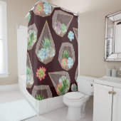 Rideaux De Douche High detail succulent and cactus seamless pattern (En situation)