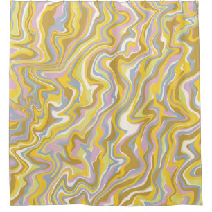 Rideaux De Douche Hippie les années 70 Marbre Vert Liquide Swirl Boh