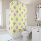 Rideaux De Douche Hippie Retro Purple Jaune Fleur Y2K Motif (En situation)