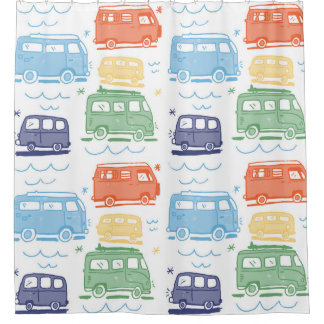 Rideaux De Douche Hippie Van : Coloré les années 70 Motif