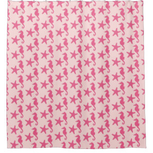 Rideaux De Douche Hippocampe et étoiles de mer - nuances du rose de