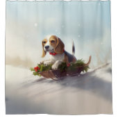 Rideaux De Douche hiver de neige de Noël beagle (Devant)