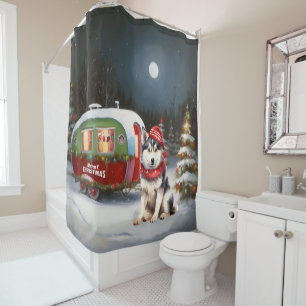 Rideaux De Douche Hiver Sibérie Husky Caravan Christmas Adventure