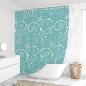 Rideaux De Douche Hiver turquoise du flocon de neige