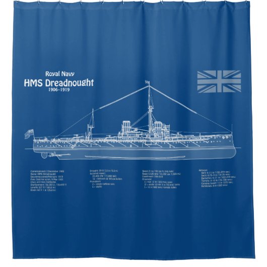 Rideaux De Douche HMS Dreadnoud - Plan d'expédition ABD (Devant)