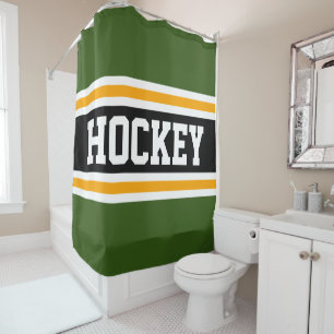 Rideaux De Douche HOCKEY Forêt athlétique Vert Black Jaune Stripes