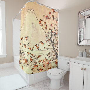 Rideaux De Douche Hokusai Mt Fuji avec des cerisiers en fleurs