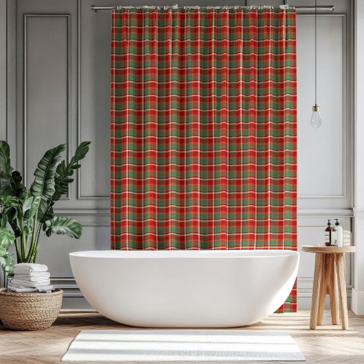 Rideaux De Douche Holiday Plaid Curtain Classic Gift for Bathroom