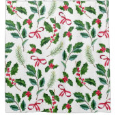 Rideaux De Douche Holly Berries Holly Feuilles Mistletoe Noël (Devant)