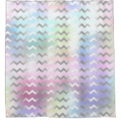 Rideaux De Douche Holographique Unicorne arc-en-ciel rose Chevron ra (Devant)