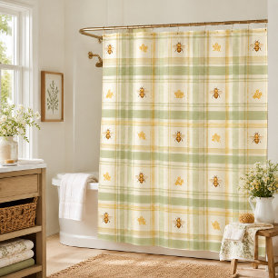 Rideaux De Douche Honey Meadow Plaid Vert Sauge