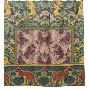 Rideaux De Douche Hoopoes & Jimson Weed, Birds & Floral Art Nouveau