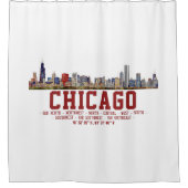 Rideaux De Douche Horizon de Chicago.  Noms de zones et coordonnées (Devant)