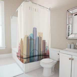 Rideaux De Douche Horizon de ville de Detroit, Michigan