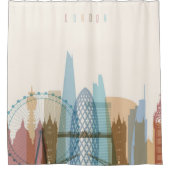 Rideaux De Douche Horizon de ville de Londres, Angleterre | (Devant)
